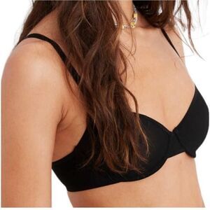 NWT Aerie Smoothez Mesh Unlined Balconette Coverage Bra Black 34B